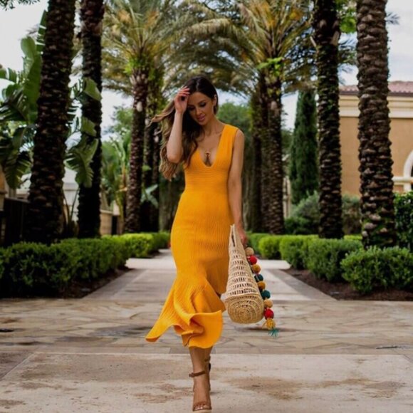 Ronny Kobo Jennifer Dress in Marigold XS - Picture 5 of 8